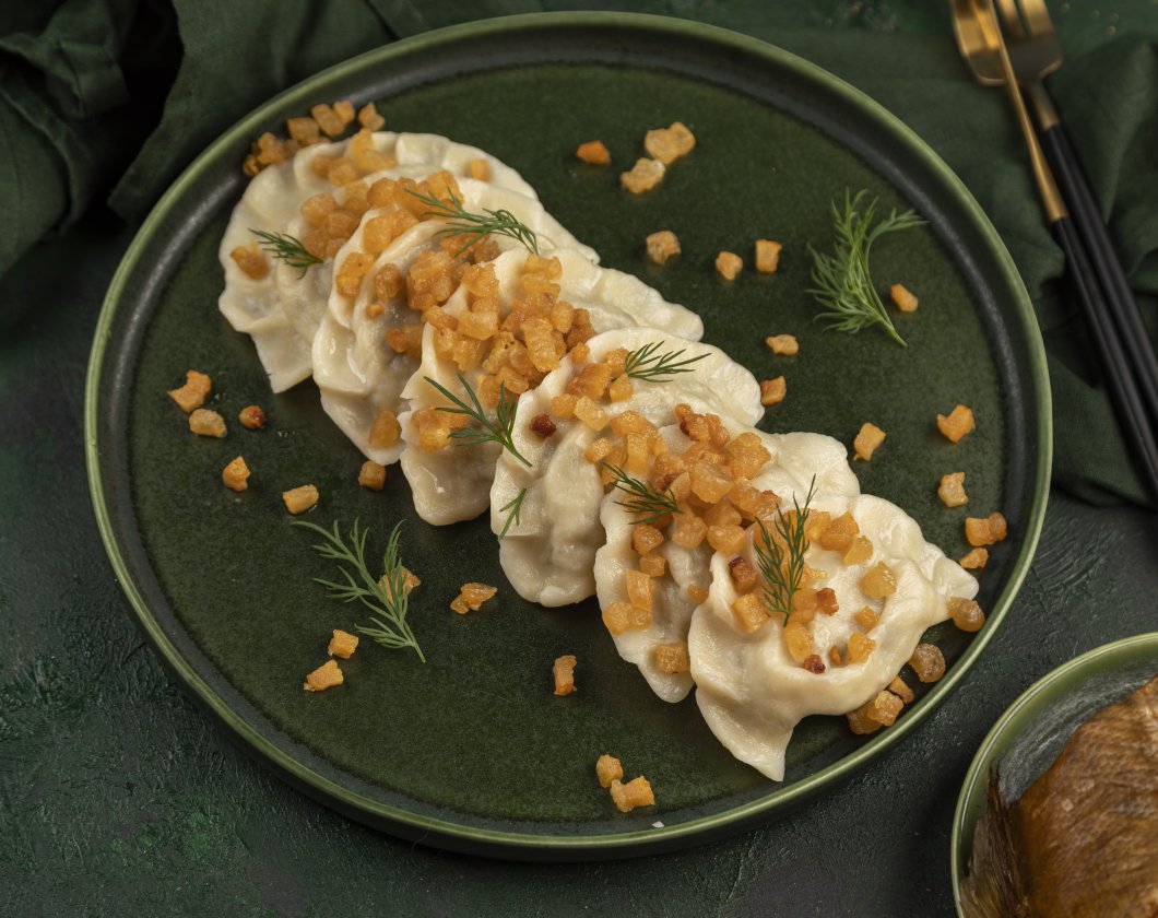Maultaschen mit geräuchertem Dorsch