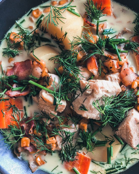 Finnish salmon soup