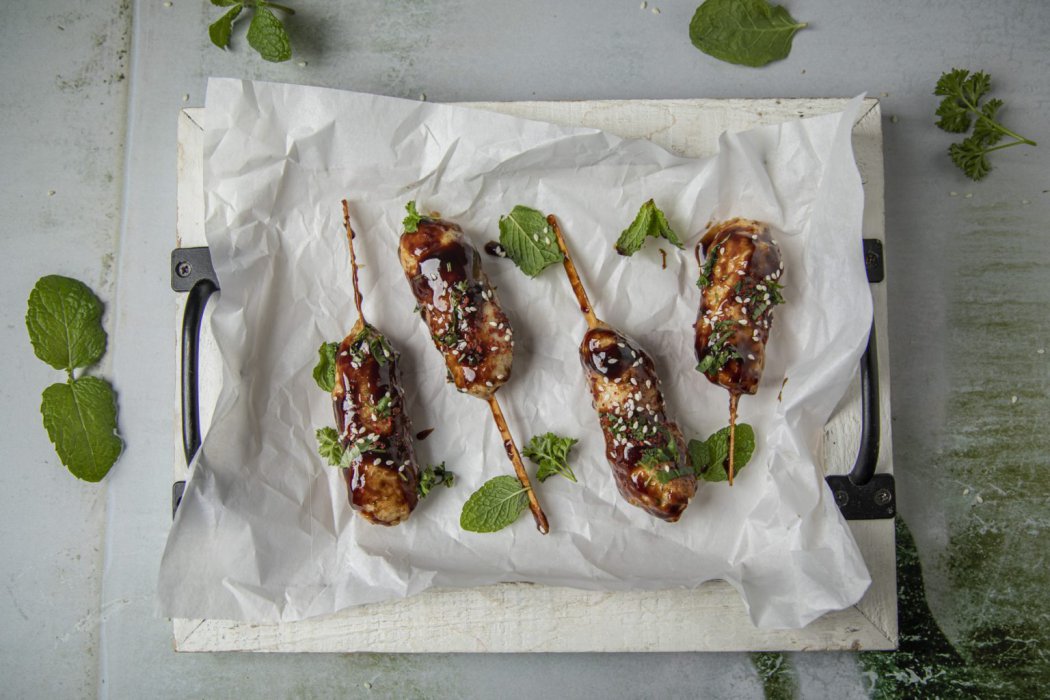 Roasted chops in teriyaki sauce