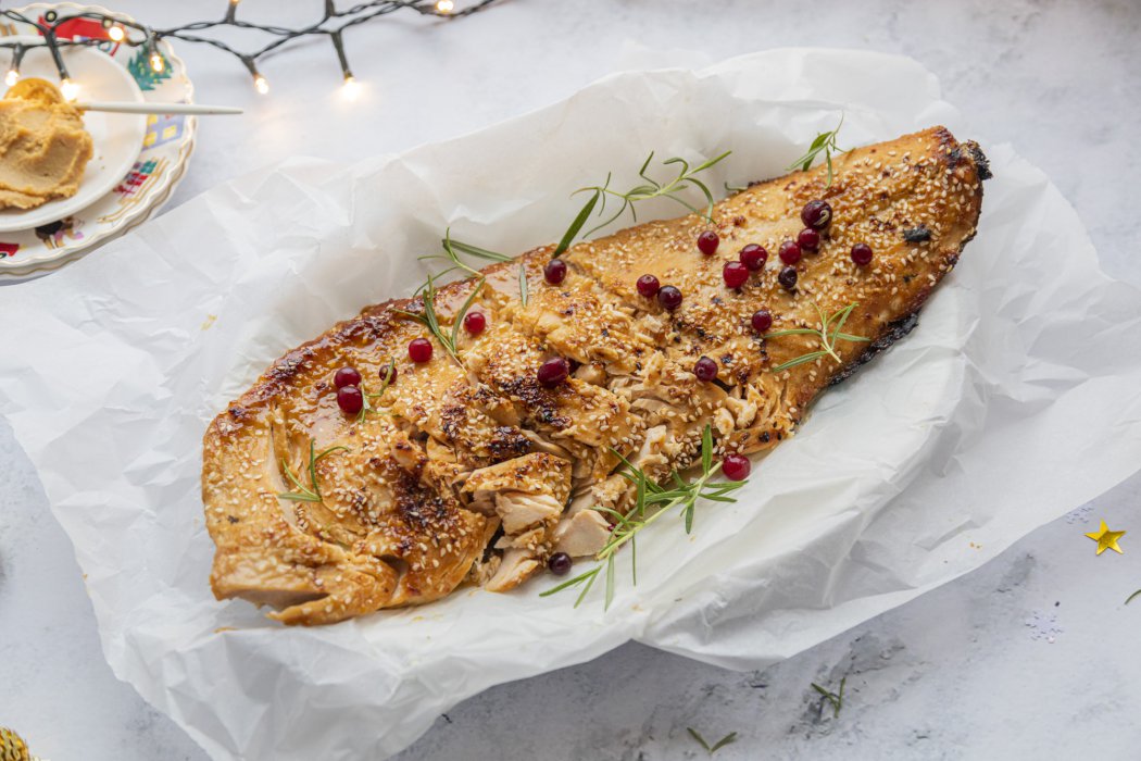 Baltic salmon coated with honey-miso paste blend